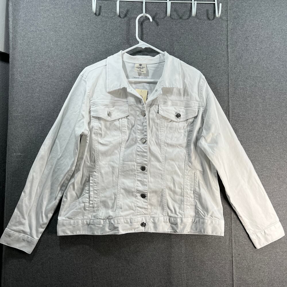 Laurie Felt Wave Denim Jacket with Embroidery White Size Large